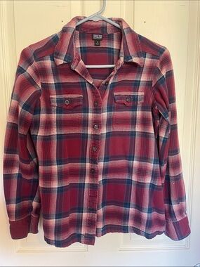 Patagonia Women’s Magenta and Blue Plaid Button-Down Shirt